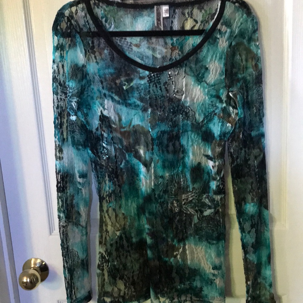 BKE Sheer Lace top Sz Lg